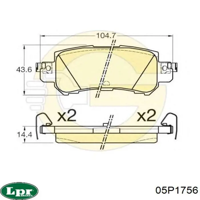 Купить 05P1756 LPR Колодки тормозные задние, дисковые