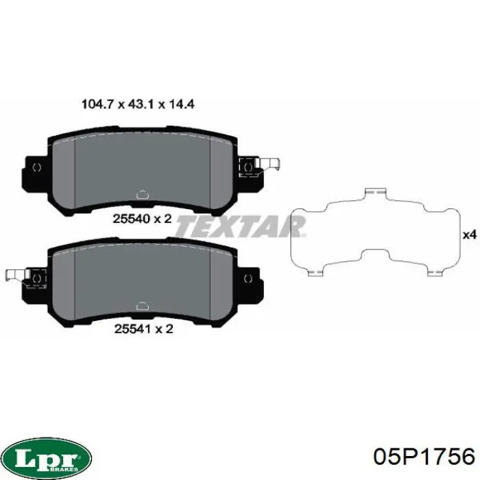 Задние дисковые колодки LPR 05P1756