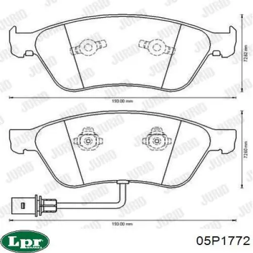 Передние тормозные колодки 05P1772 LPR