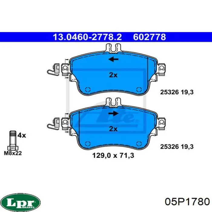 Тормозные колодки LPR 05P1780