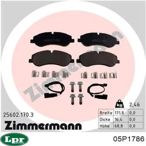 Передние тормозные колодки 05P1786 LPR