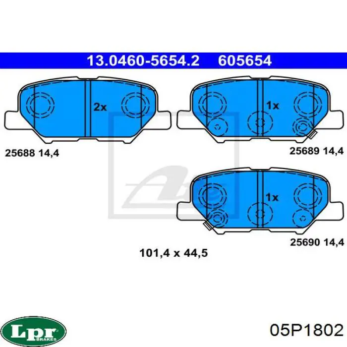 05P1802 LPR Колодки тормозные дисковые комплект