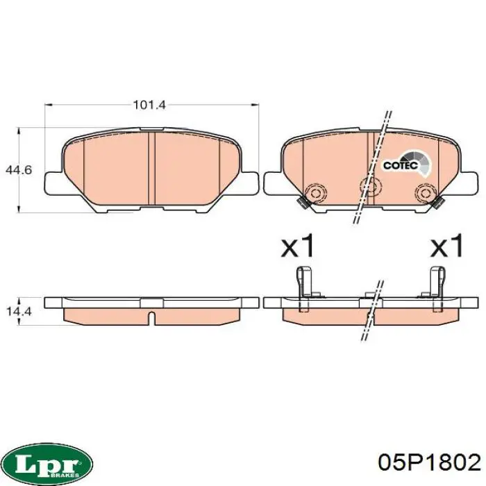 Задние тормозные колодки 05P1802 LPR