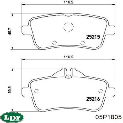 Задние дисковые колодки LPR 05P1805