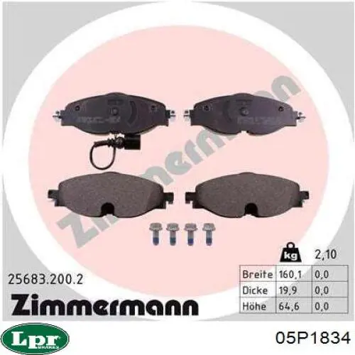 05P1834 LPR Колодки передние