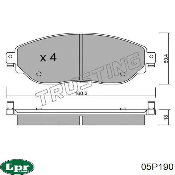 Передние тормозные колодки 05P190 LPR