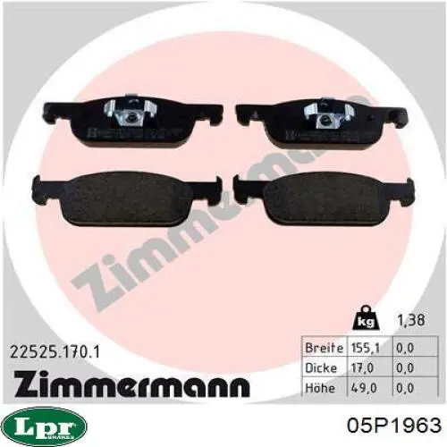 Колодки LPR 05P1963 цена, от 23.88 USD