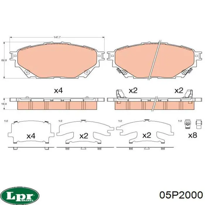 Передние тормозные колодки 05P2000 LPR