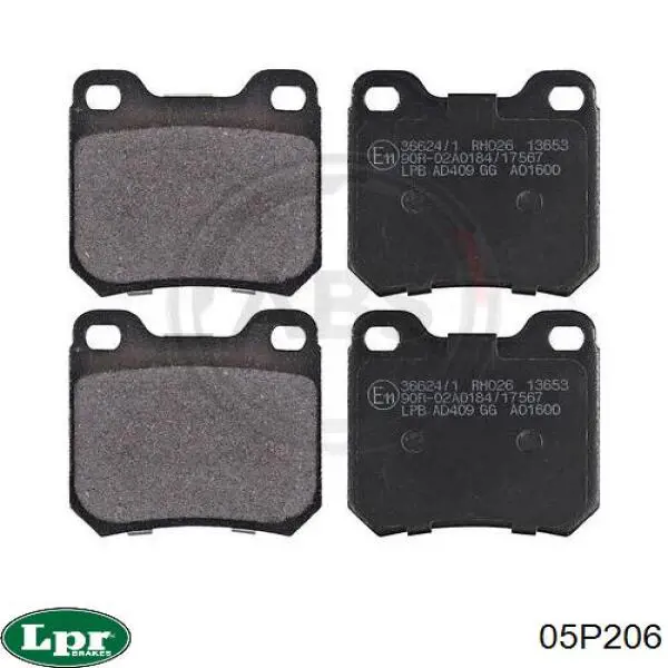 Задние тормозные колодки 05P206 LPR