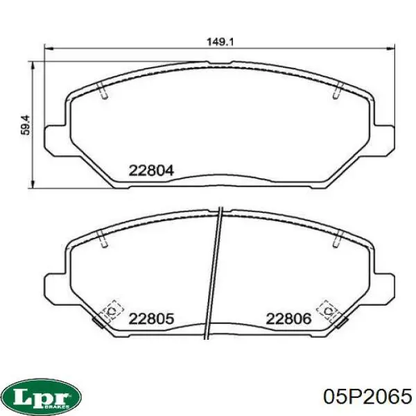 Передние тормозные колодки 05P2065 LPR
