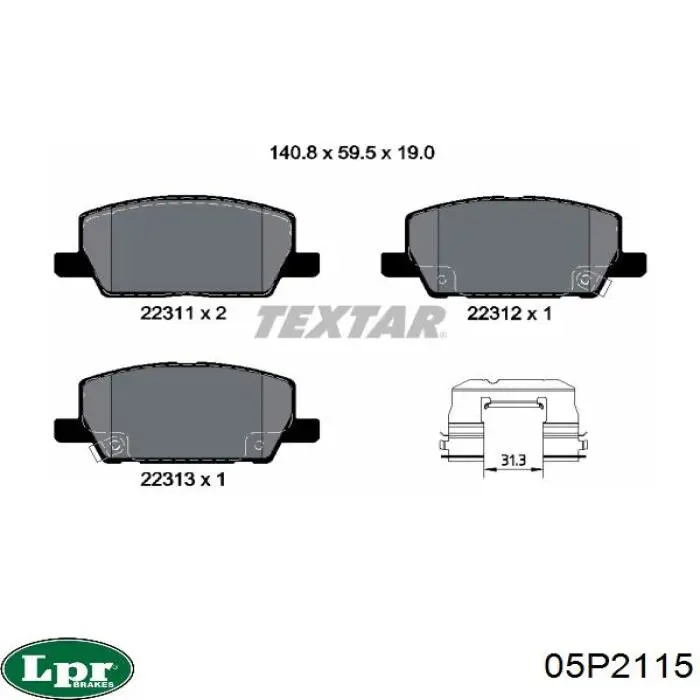 Передние тормозные колодки 05P2115 LPR