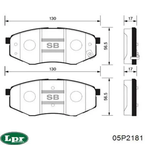 Задние тормозные колодки 05P2181 LPR