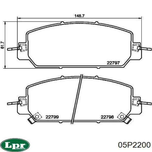 Передние тормозные колодки 05P2200 LPR