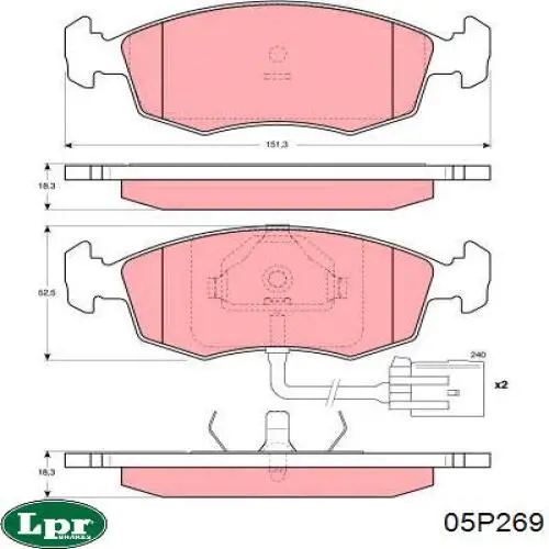 Передние тормозные колодки 05P269 LPR