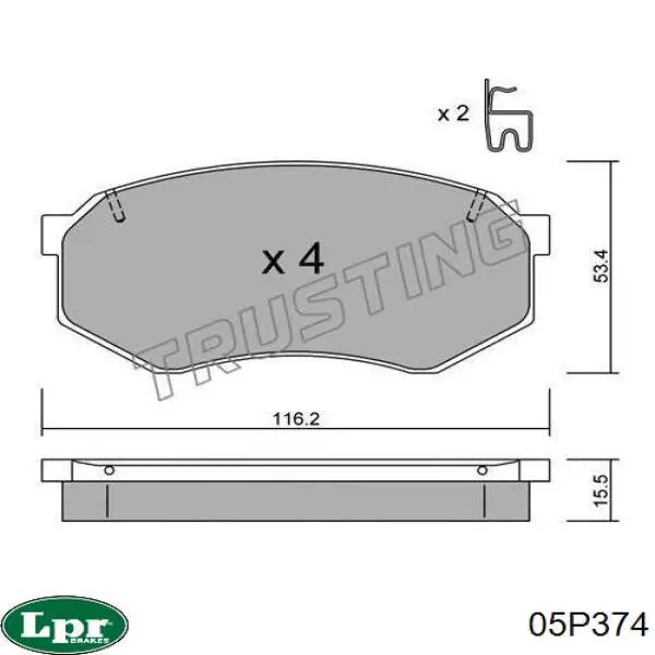 Передние тормозные колодки 05P374 LPR