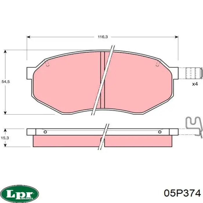 Купить 05P374 LPR Колодки тормозные