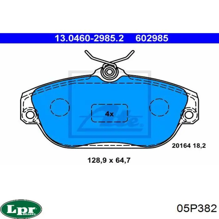 Передние тормозные колодки 05P382 LPR