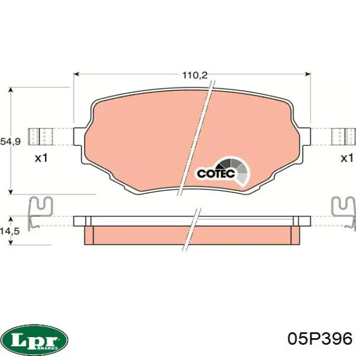 Передние тормозные колодки 05P396 LPR