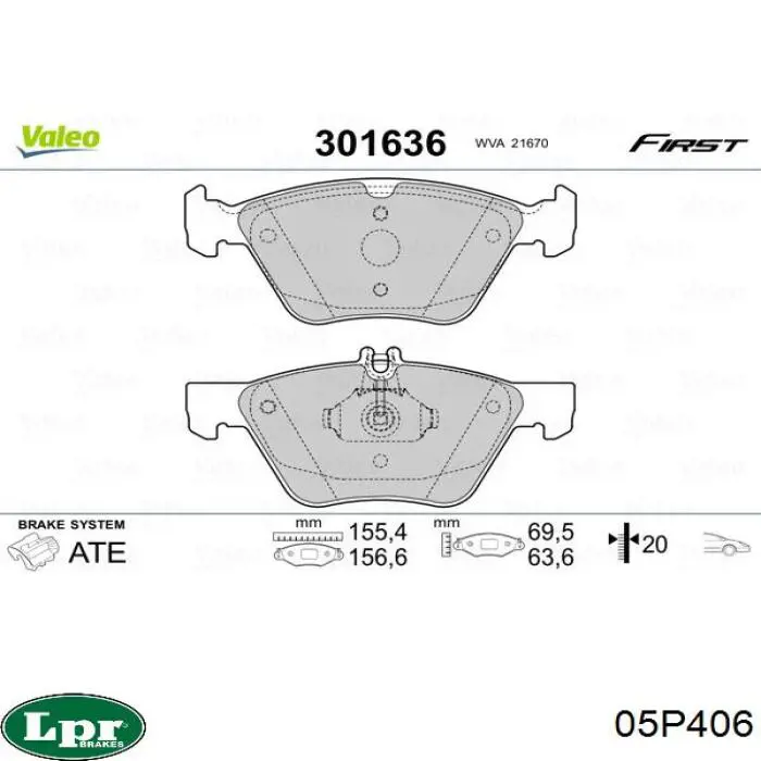 Передние тормозные колодки 05P406 LPR