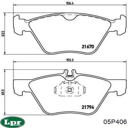 Тормозные колодки LPR 05P406