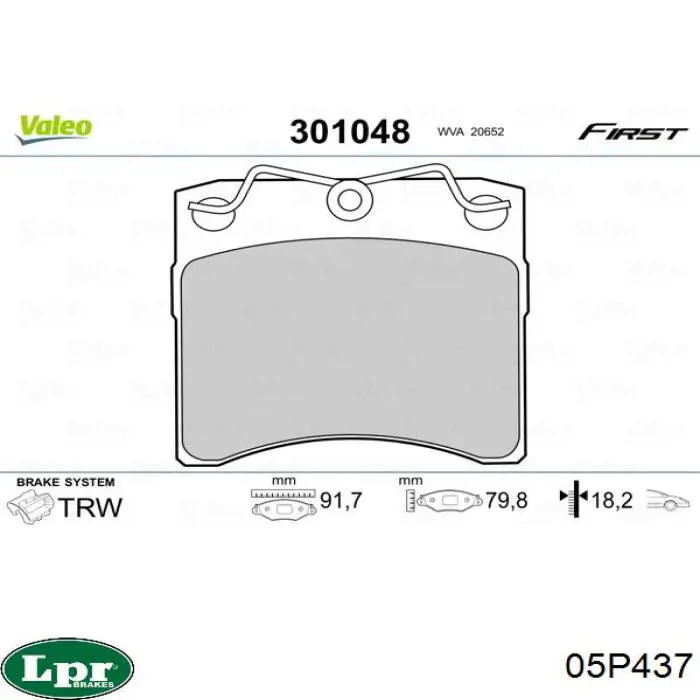 Передние тормозные колодки 05P437 LPR