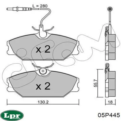 Купить 05P445 LPR Колодки тормозные