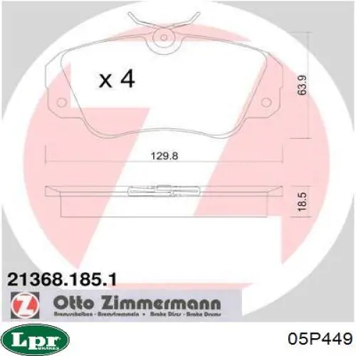 Передние тормозные колодки 05P449 LPR