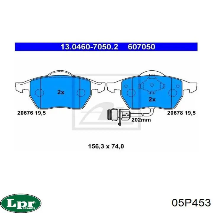 Передние тормозные колодки 05P453 LPR