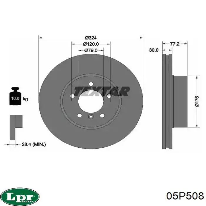 Купить 05P508 LPR Колодки тормозные задние, дисковые
