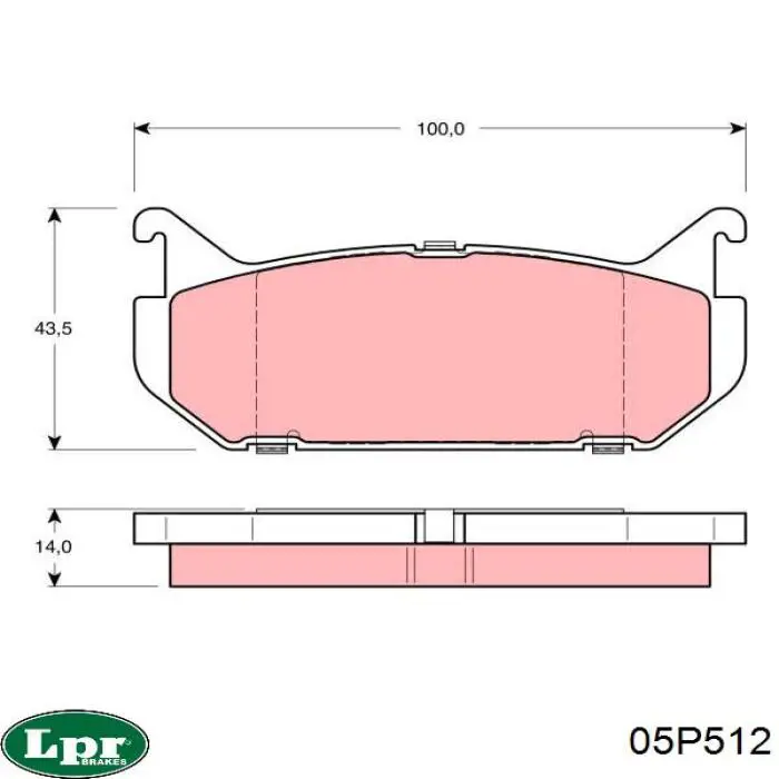 Купить 05P512 LPR Колодки тормозные задние, дисковые
