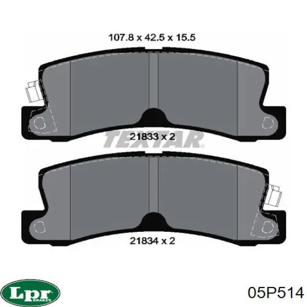 Купить 05P514 LPR Колодки тормозные задние, дисковые