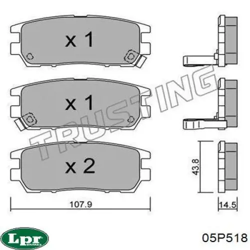 Задние тормозные колодки 05P518 LPR
