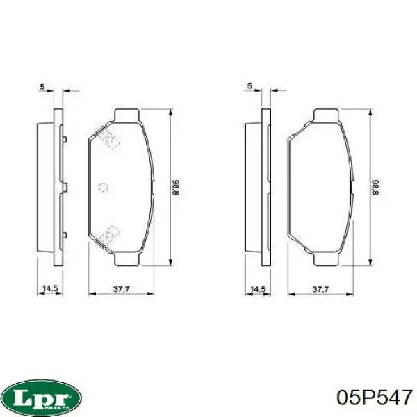 Задние тормозные колодки 05P547 LPR