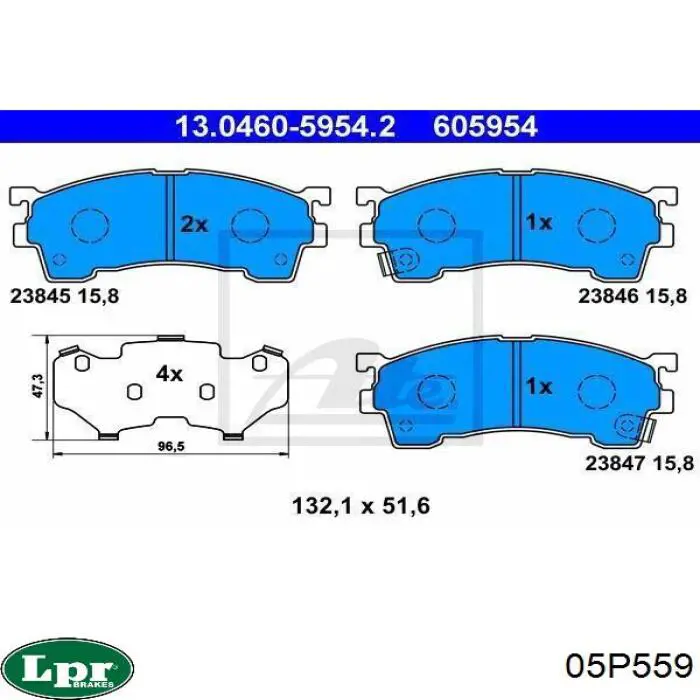 Передние тормозные колодки 05P559 LPR