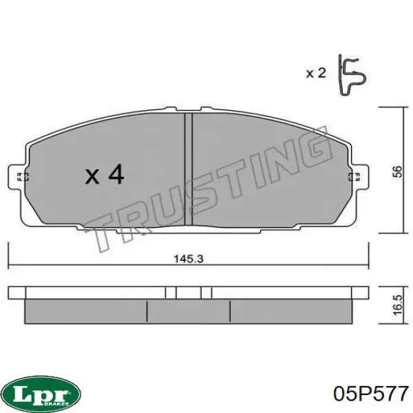 Купить 05P577 LPR Колодки тормозные