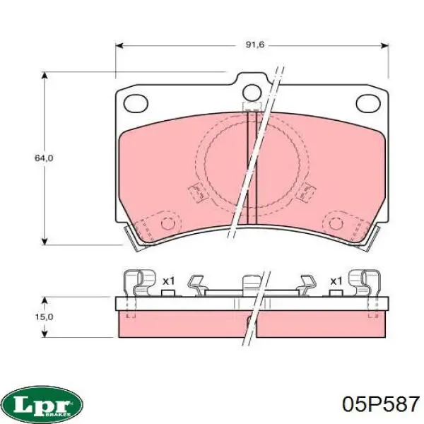 Передние тормозные колодки 05P587 LPR