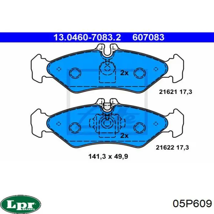 Купить 05P609 LPR Колодки тормозные задние, дисковые