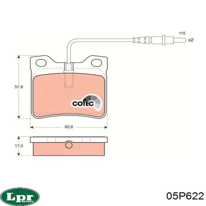 Задние тормозные колодки 05P622 LPR