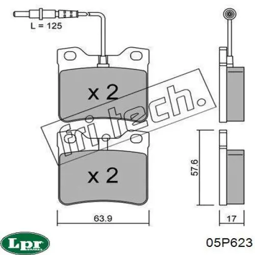 Купить 05P623 LPR Колодки тормозные задние, дисковые