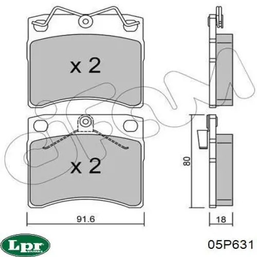 Передние тормозные колодки 05P631 LPR