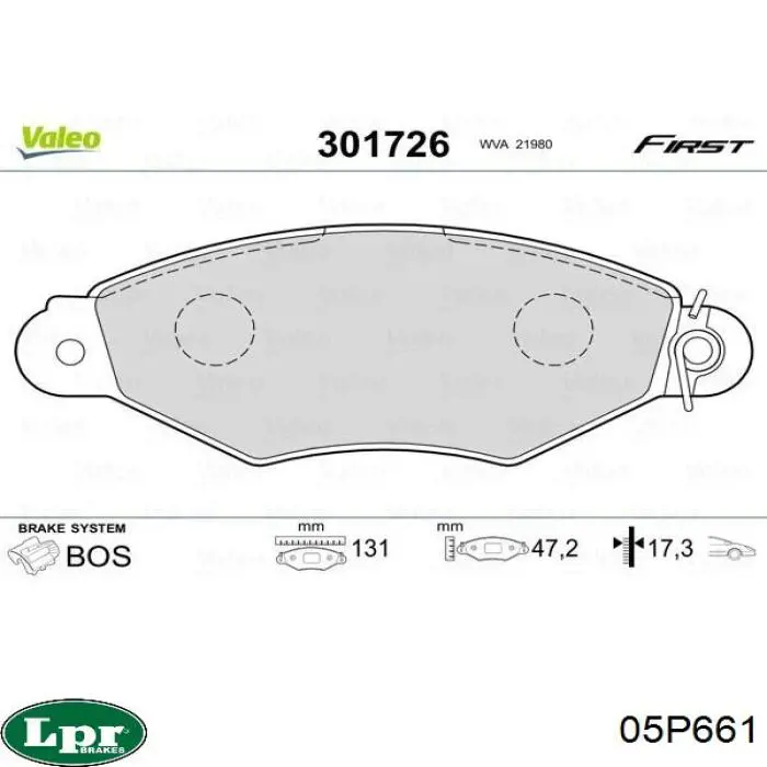Передние тормозные колодки 05P661 LPR