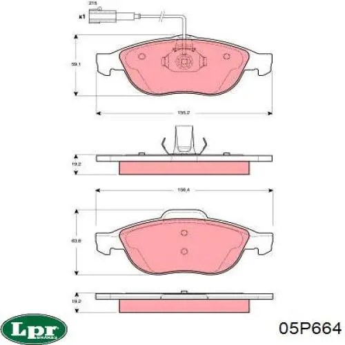 Передние тормозные колодки 05P664 LPR