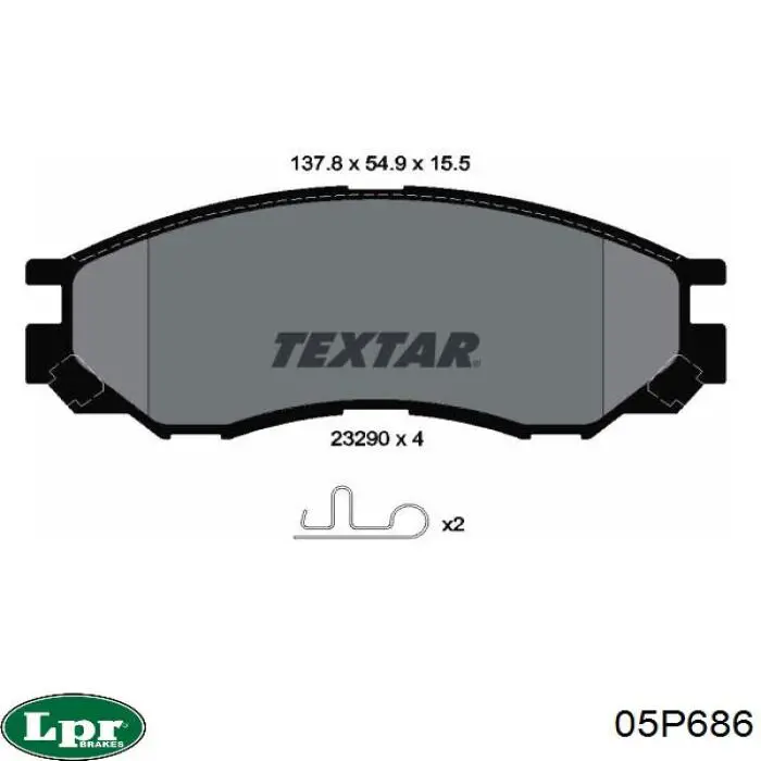 Передние тормозные колодки 05P686 LPR