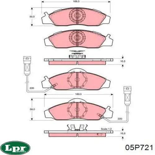 Передние тормозные колодки 05P721 LPR