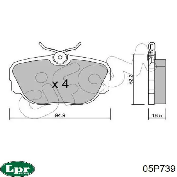 Задние тормозные колодки 05P739 LPR