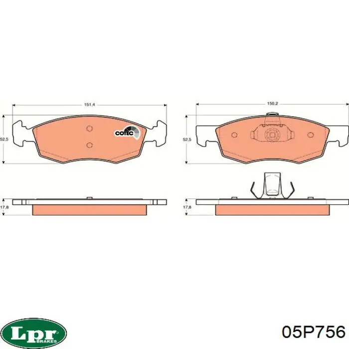 Передние тормозные колодки 05P756 LPR
