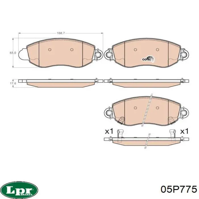 Передние тормозные колодки 05P775 LPR