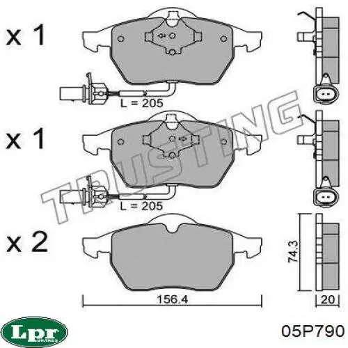 Купить 05P790 LPR Колодки тормозные