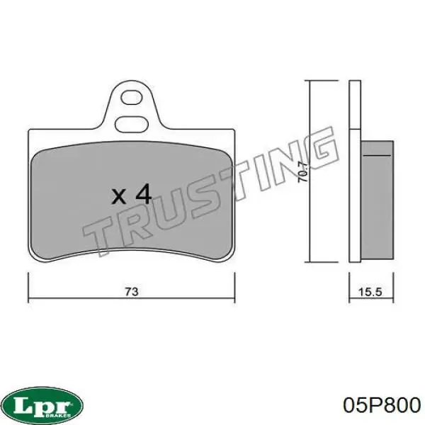 Купить 05P800 LPR Колодки тормозные задние, дисковые