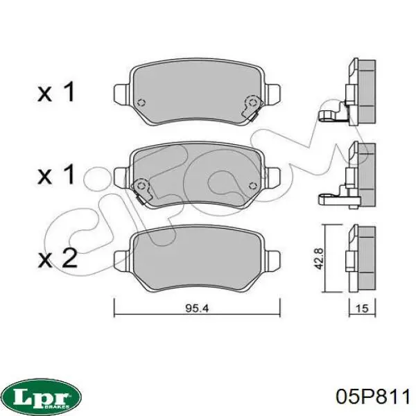 Купить 05P811 LPR Колодки тормозные задние, дисковые